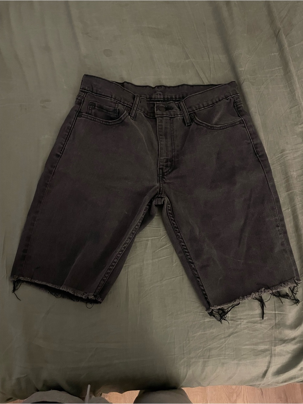 Levi's Black Raw-Hem Denim Shorts